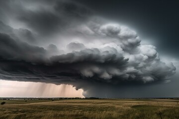 Fototapeta na wymiar Images of storm clouds and severe weather from a Derecho. Generative AI