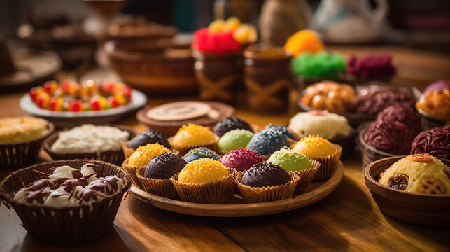 June feast sweets, festa Junina traditional food. Brazilian food