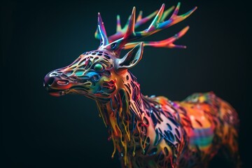 Obraz na płótnie Canvas Colorful abstract acrylic deer. Generative AI