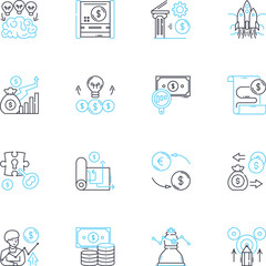 Virtual payments linear icons set. Cryptocurrency, Blockchain, E-wallet, Contactless, Digital, Mobile, Electronic line vector and concept signs. Secure,Automated,Cashless outline illustrations