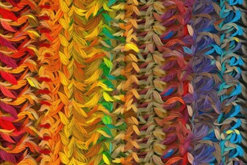 crochet pattern with vibrant colors on a black background. Generative AI