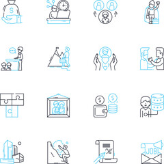 Team Dynamics linear icons set. Collaboration, Communication, Cohesion, Synergy, Unity, Trust, Respect line vector and concept signs. Empathy,Diversity,Leadership outline illustrations