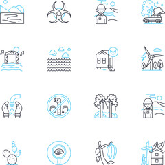 Renewable linear icons set. Solar, Wind, Hydro, Geothermal, Biomass, Tidal, Ocean line vector and concept signs. Renewable,Sustainable,Green outline illustrations