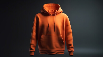 A 3D hoodie mockup in orange color, empty, without any print or design, on a white background Generative AI - obrazy, fototapety, plakaty