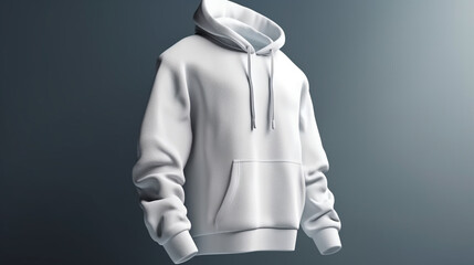 Obraz premium White hoodie mockup, empty and 3D, isolated on a plain background Generative AI