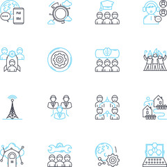 Joint enterprise linear icons set. Collaboration, Partnership, Shared, Teamwork, Cooperative, Alliance, Synergy line vector and concept signs. Unity,Cohesion,Mutualism outline illustrations