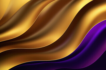 Abstract gold and purple background with waves and lines