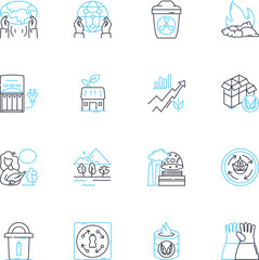 Green linear icons set. Environmentally-friendly, Eco-conscious, Sustainable, Renewable, Conservation, Organic, Natural line vector and concept signs. Earth-friendly,Compostable,Recyclable outline
