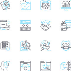 Cybersecurity linear icons set. Encryption, Firewall, Malware, Virus, Phishing, Hacking, Intrusion line vector and concept signs. Password,Cybercrime,Identity outline illustrations