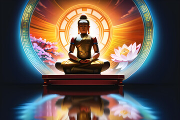 Buddha sitting in lotus seat pose. Illustration