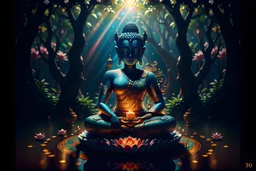 Foto op Aluminium Buddha sitting in lotus seat pose. Illustration © Robert Rozbora