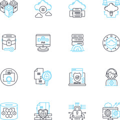 Cloud reality linear icons set