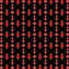 seamless pattern with red hearts