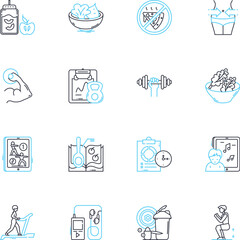 Run sprints linear icons set. Speed , Acceleration , Endurance , Agility , Power , Stamina , Intensity line vector and concept signs. Explosiveness ,Fitness ,Strength outline illustrations