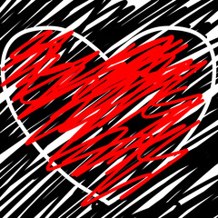 Heart sign with scribble abstract style 