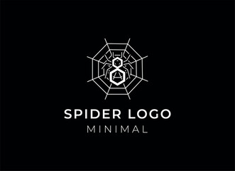 Spider logo template. Spider icon. Flat spider. Minimalist spider logo design