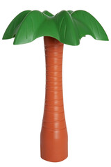 Toy plastic palm tree with green leaves and terracotta trunk on a transparent background png  © Nafeti