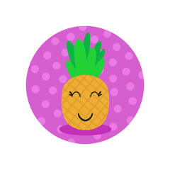 Vector pineapple character with cute face
