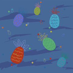 Pineapple vector wallpapers. Cover pineapple fruit set