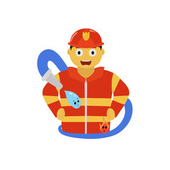 A firefighter with water and fire. character vector