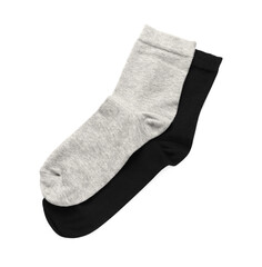 Different socks isolated on white, top view