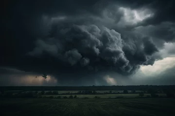 Fotobehang Dark clouds indicating a storm approaching. Generative AI © Cybele