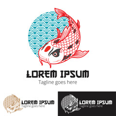 Nishikigoi or Koi fish logo symbol in japanese or asian style. this is symbol of success or prosperity.