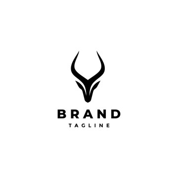 Strong Antelope Head Logo Design. Simple Bold Antelope Head Logo Design.