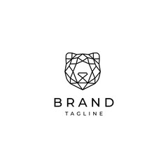 Minimalist Diamond Bear Logo Design. Diamond Shaped Bear Head Design.