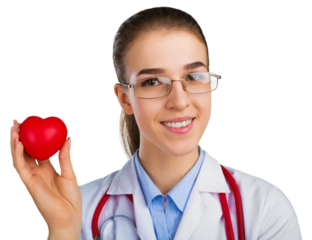 Close-up red Heart in hand of female doctor