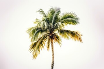 Watercolor palm tree on white background. Generative AI