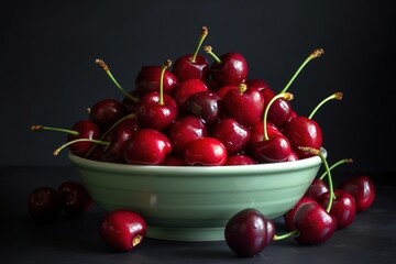 cherries in a bowl. Generative AI.
