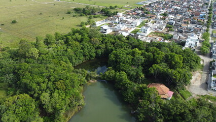 Fototapeta na wymiar eunapolis, bahia, brazil - march 14, 2023: View of trees in an ecological park in the city of Eunapolis