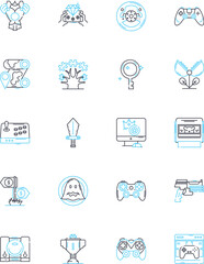 Scorekeeping linear icons set. Scoring, Points, Tallying, Recordkeeping, Tracking, Statistics, Tallies line vector and concept signs. Notation,Writings,Registers outline illustrations