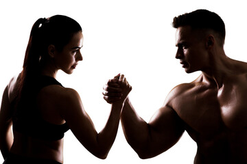 Young athlete couple practicing CrossFit training