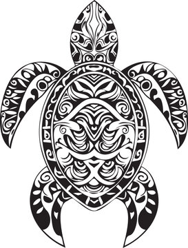Sea turtle Maori style. polynesian Tattoo sketch. For print, t-shirt, cards, fabric, tattoo. isolated
