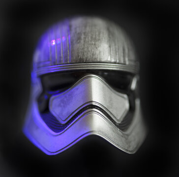 NEW YORK USA: NOV 14 2017: Studio portrait of Captain Phasma Stormtrooper helmets from Star Wars The Last Jedi 