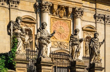 Obraz premium Architectural details of the Church of the Apostles St. Peter and Paul in old town in Krakow, Poland.