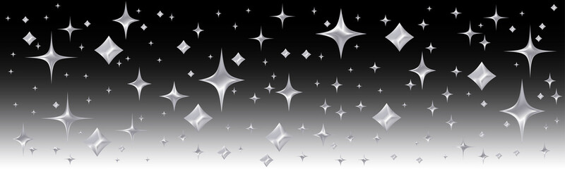 3d silver stars on a black transparent background png 