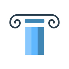 Pillars flat icon for law, columns, court, column, legal, architecture and city, pillar, history, construction and tools logo	
