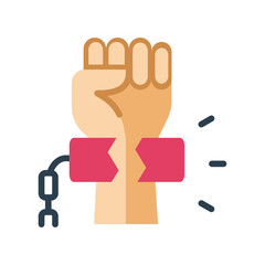 Freedom flat icon for law, jail, legal, human rights, hands and gestures, arrest, revolution, hand, peace, and free logo	