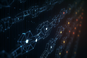 Obraz premium Blockchain Business Partnership on a technology background with a blockchain pattern, Generative AI 