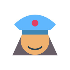 Policewoman flat icon for attorney, legal, law, guard, police, woman, security, avatar, professions and jobs logo	