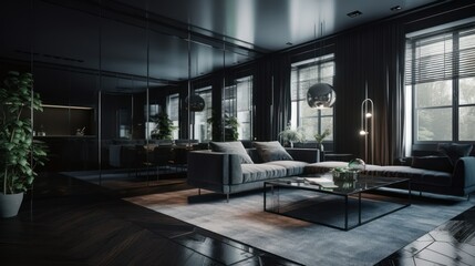 Fototapeta na wymiar Concept of a luxury modern futuristic home interior design. Generative AI illustration.