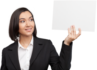 Close-up portrait of young businesswoman isolated on white background