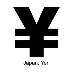 Yen currency symbol of Japan on white background