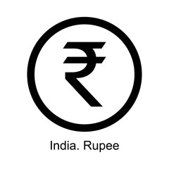 Rupee currency symbol of India on white background