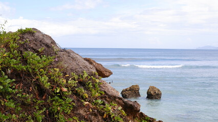 the charm of the beauty of the white sand and green hills of the Mandalika beach, Lombok, a comfortable place to vacation and relax