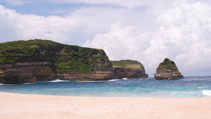 the charm of the beauty of the white sand and green hills of the Mandalika beach, Lombok, a comfortable place to vacation and relax
