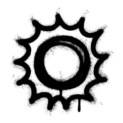 Spray Painted Graffiti Sun icon Sprayed isolated with a white background. graffiti Sun symbol with over spray in black over white.
